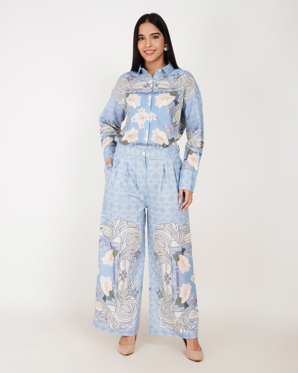 Azure Flow Linen Co - ord Set - Vakr Studios
