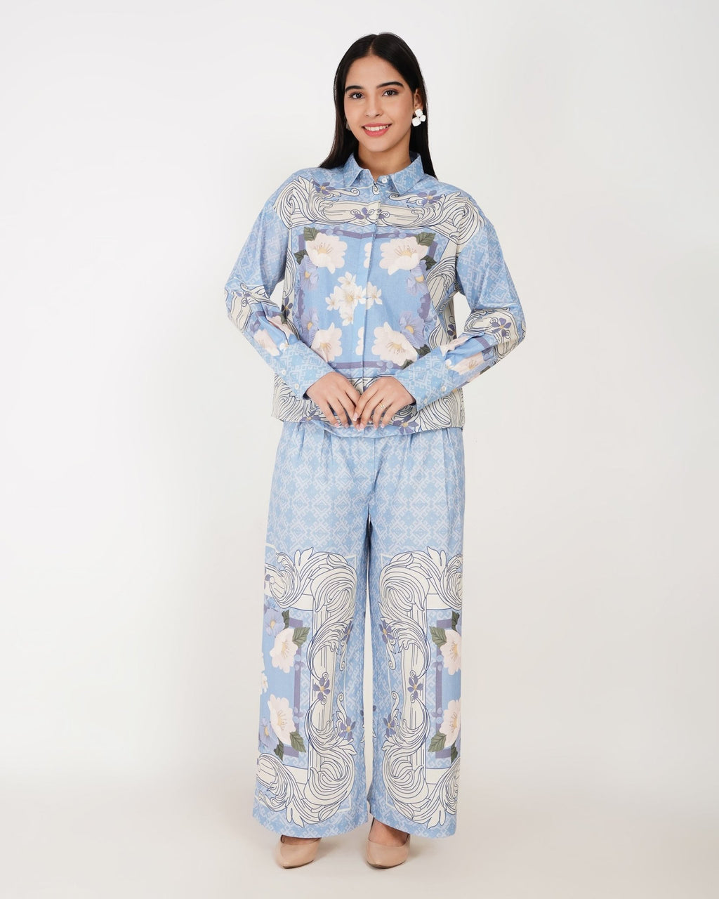 Azure Flow Linen Co - ord Set - Vakr Studios