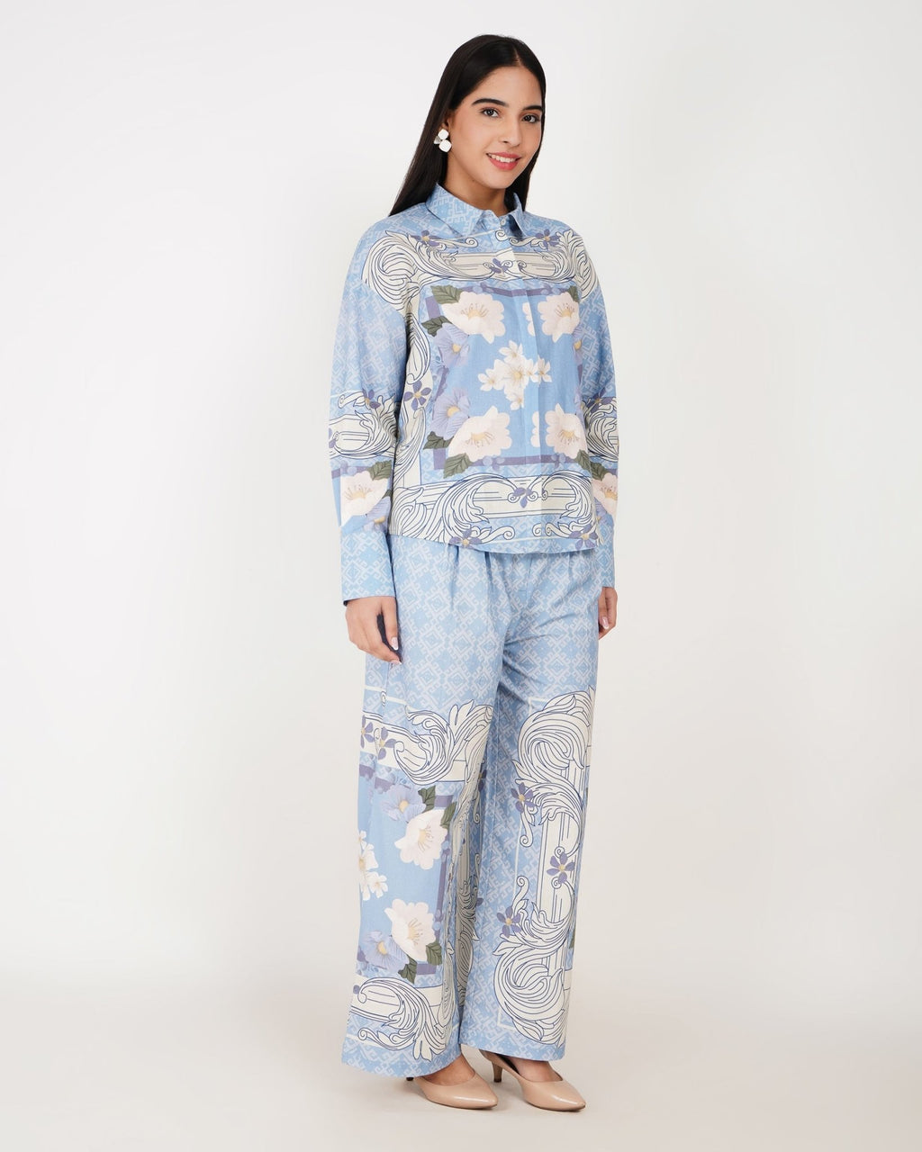 Azure Flow Linen Co - ord Set - Vakr Studios