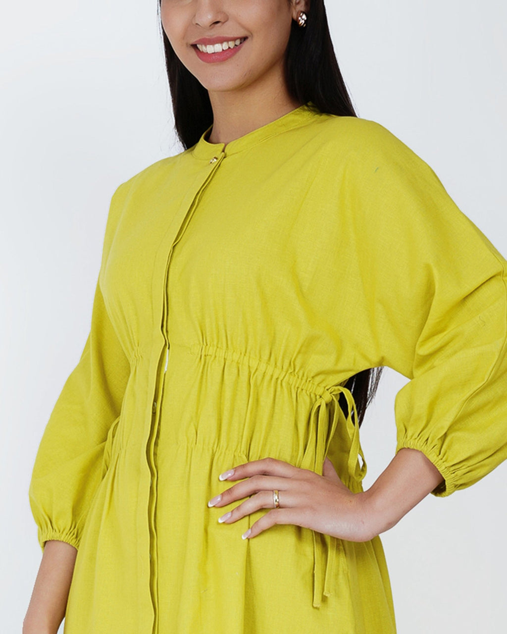 Citron Ease Linen - Blend Midi Dress - Vakr Studios