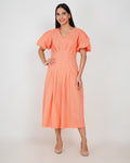 Coral Muse Linen - Blend Midi Dress - Vakr Studios