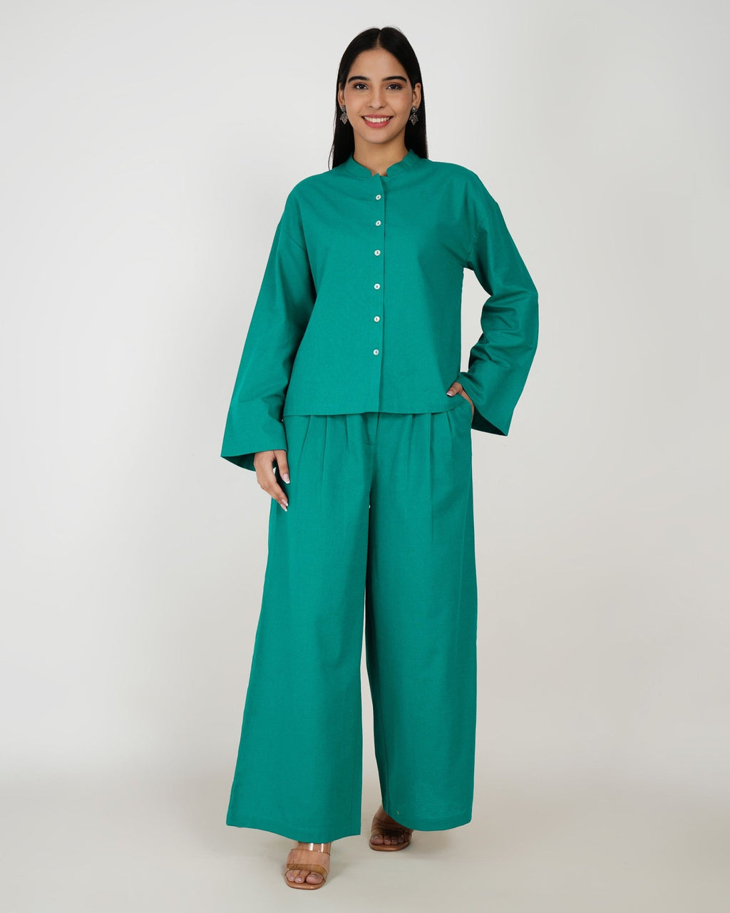 Emerald Ease Linen - Blend Co - Ord Set - Vakr Studios