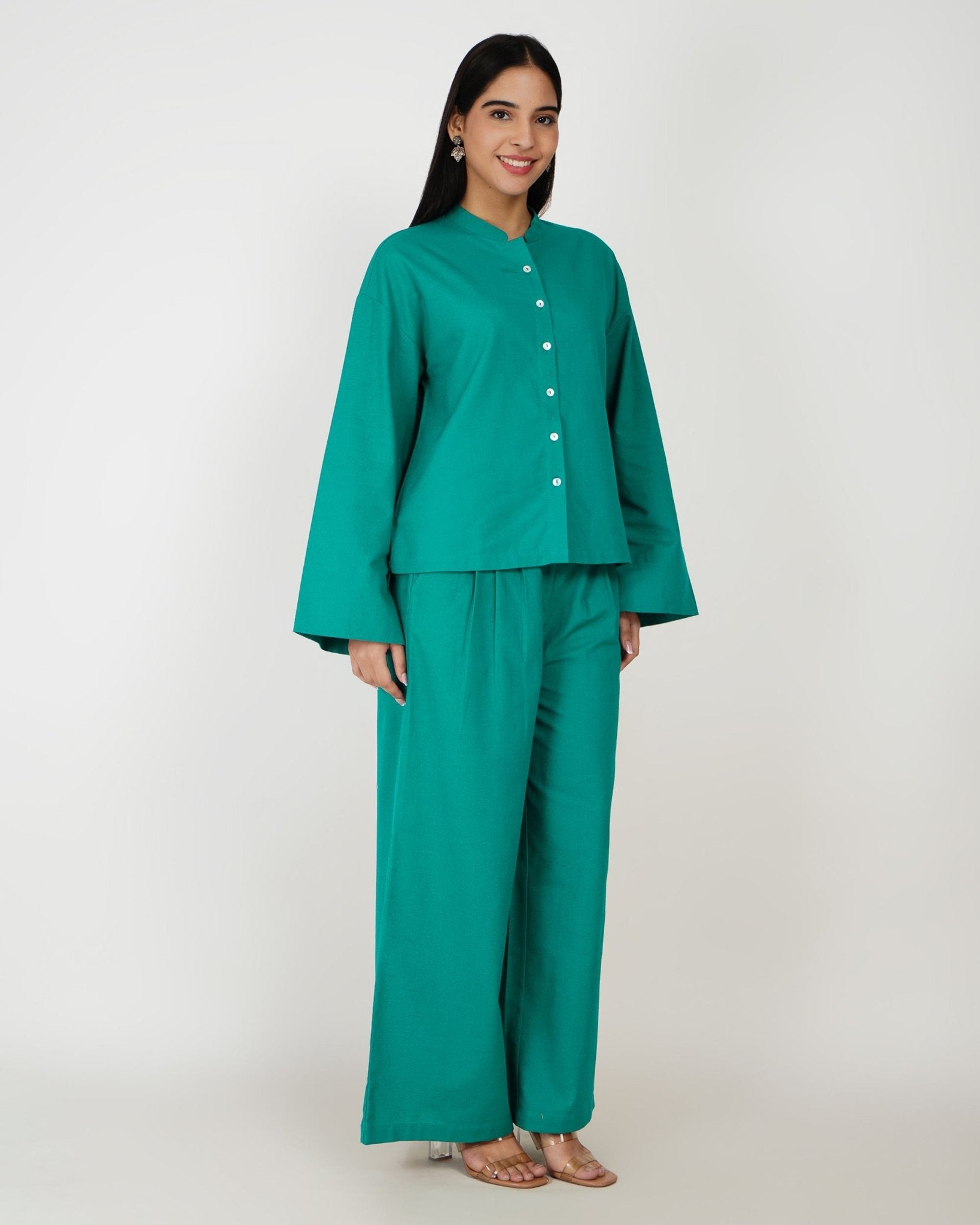 Emerald Ease Linen - Blend Co - Ord Set - Vakr Studios