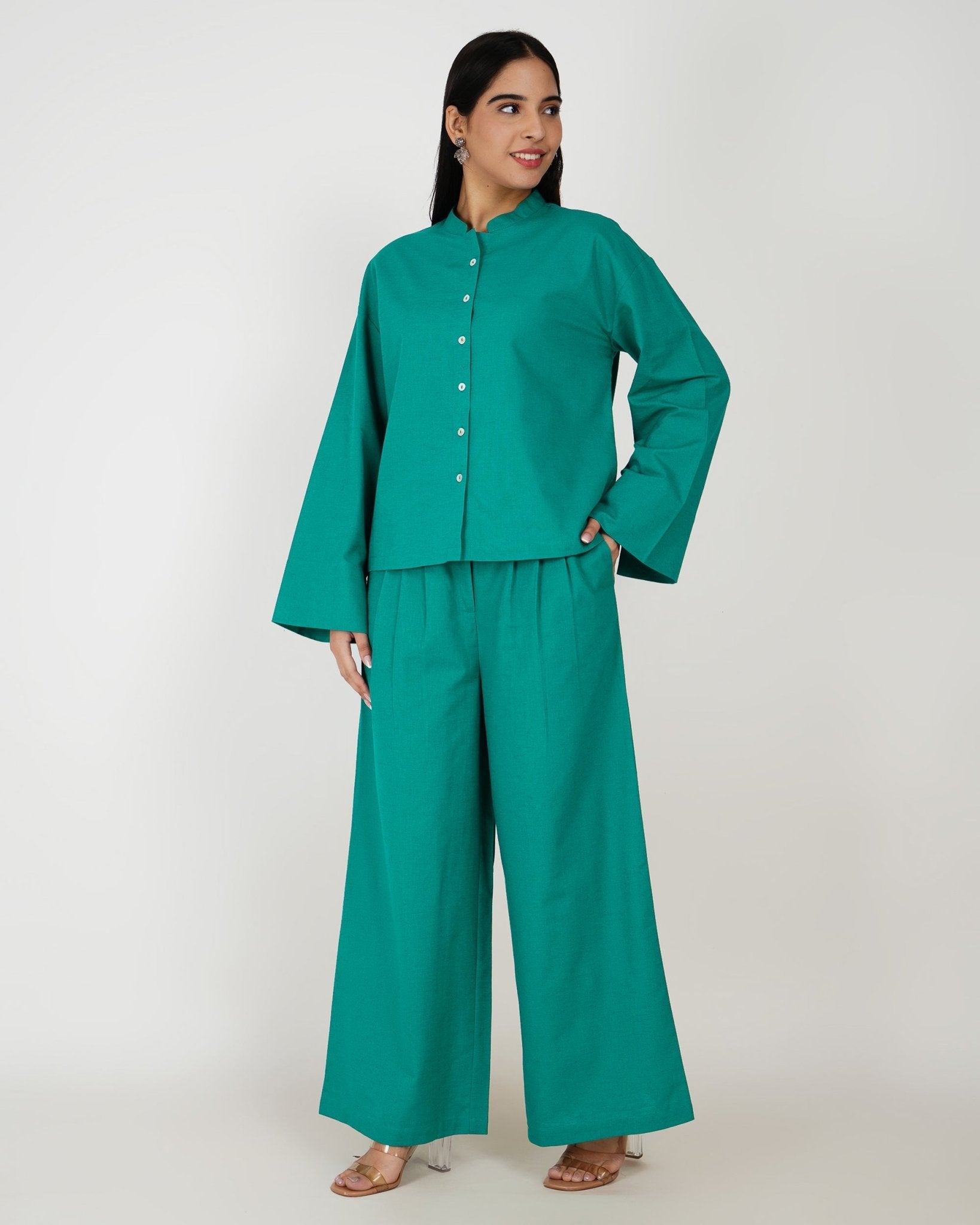 Emerald Ease Linen - Blend Co - Ord Set - Vakr Studios