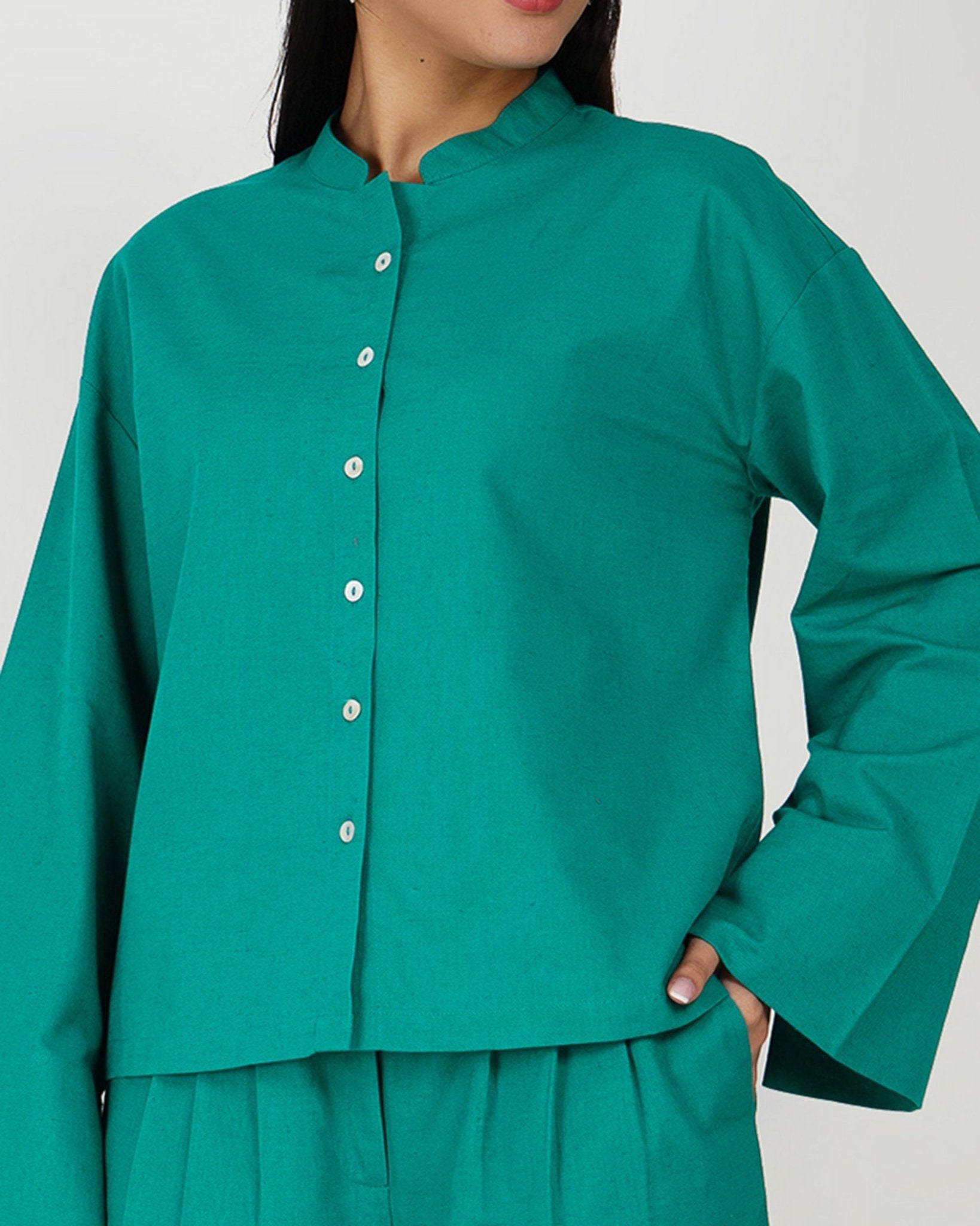 Emerald Ease Linen - Blend Co - Ord Set - Vakr Studios