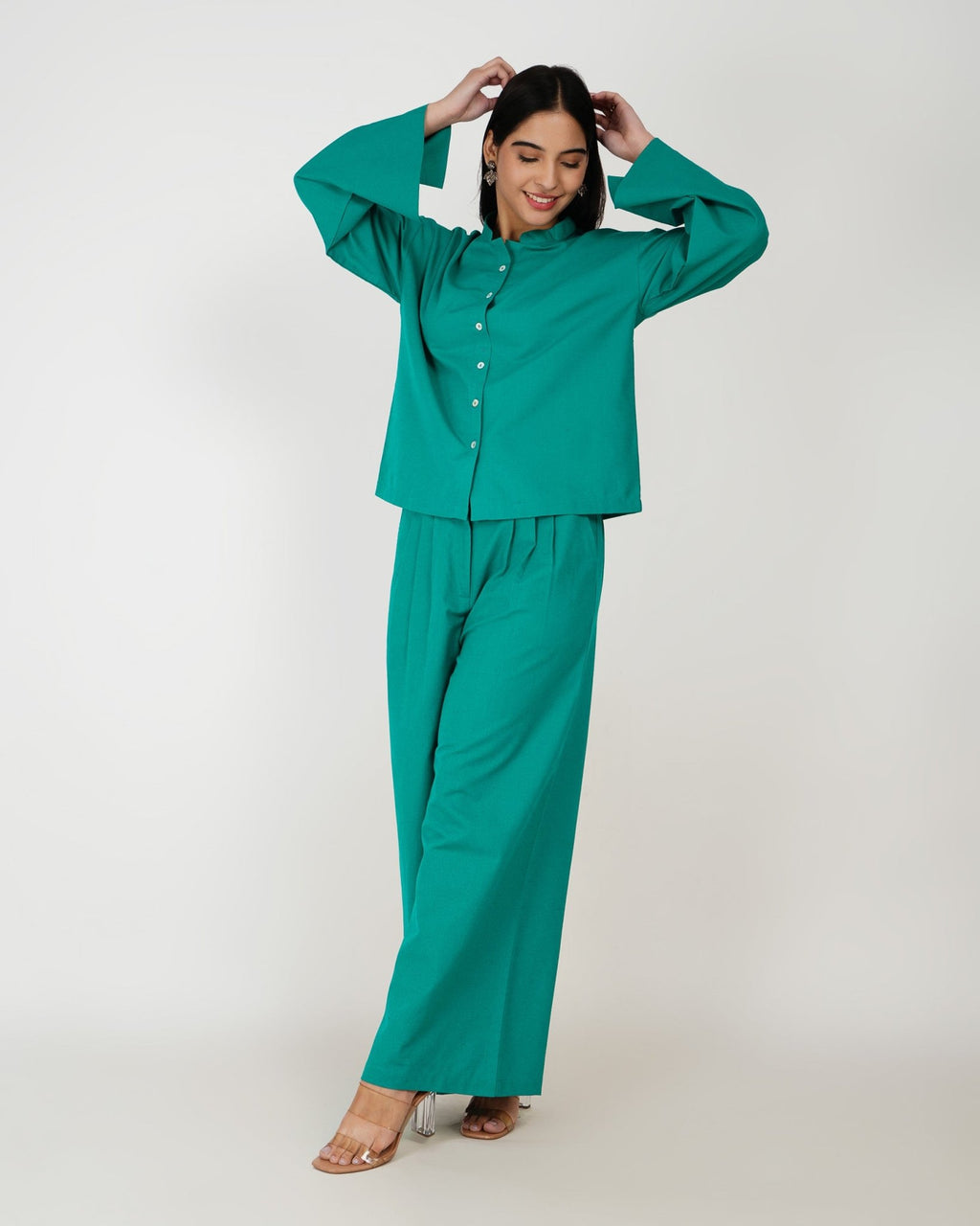 Emerald Ease Linen - Blend Co - Ord Set - Vakr Studios