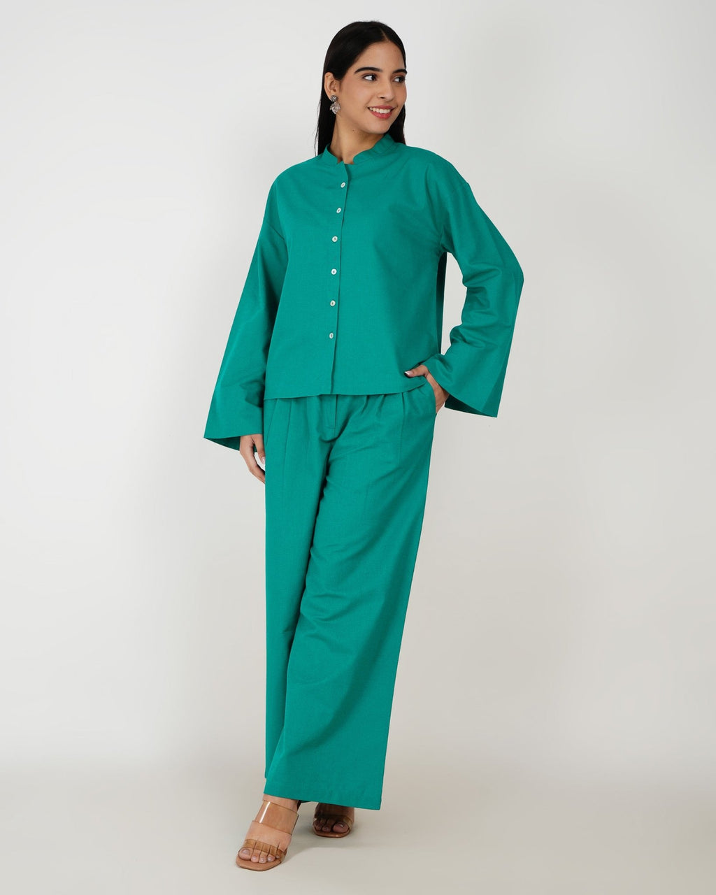 Emerald Ease Linen - Blend Co - Ord Set - Vakr Studios