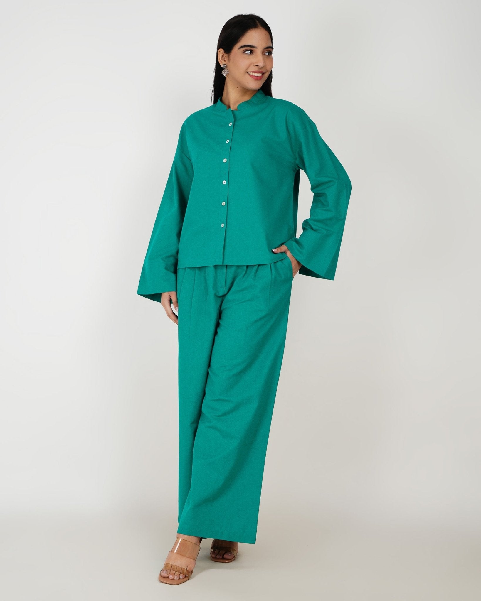 Emerald Ease Linen - Blend Co - Ord Set - Vakr Studios