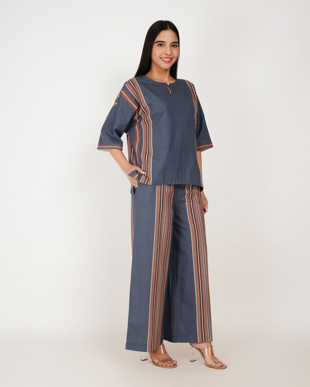 Indigo Stripe Linen - Blend Co - Ord Set - Vakr Studios