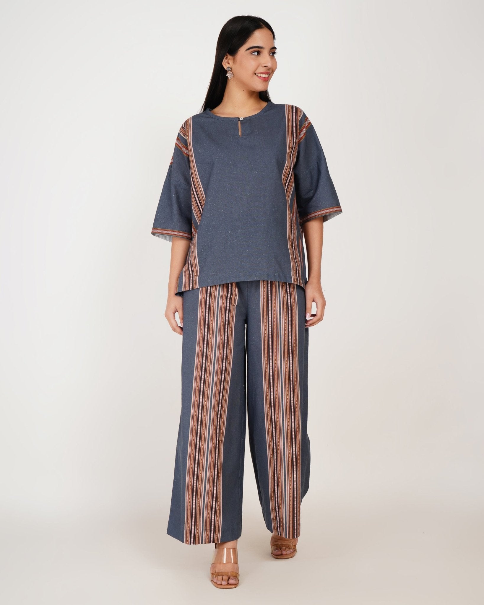 Indigo Stripe Linen - Blend Co - Ord Set - Vakr Studios