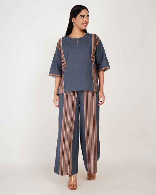 Indigo Stripe Linen - Blend Co - Ord Set - Vakr Studios