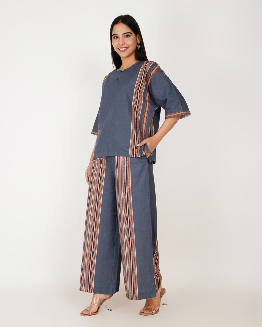 Indigo Stripe Linen - Blend Co - Ord Set - Vakr Studios