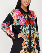 Noir Bloom Linen Shirt Dress - Vakr Studios