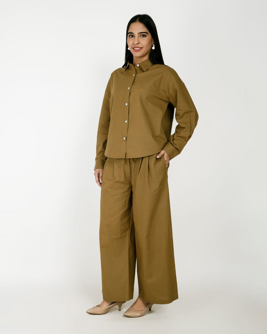 Olive Drift Linen - Blend Co - Ord Set - Vakr Studios