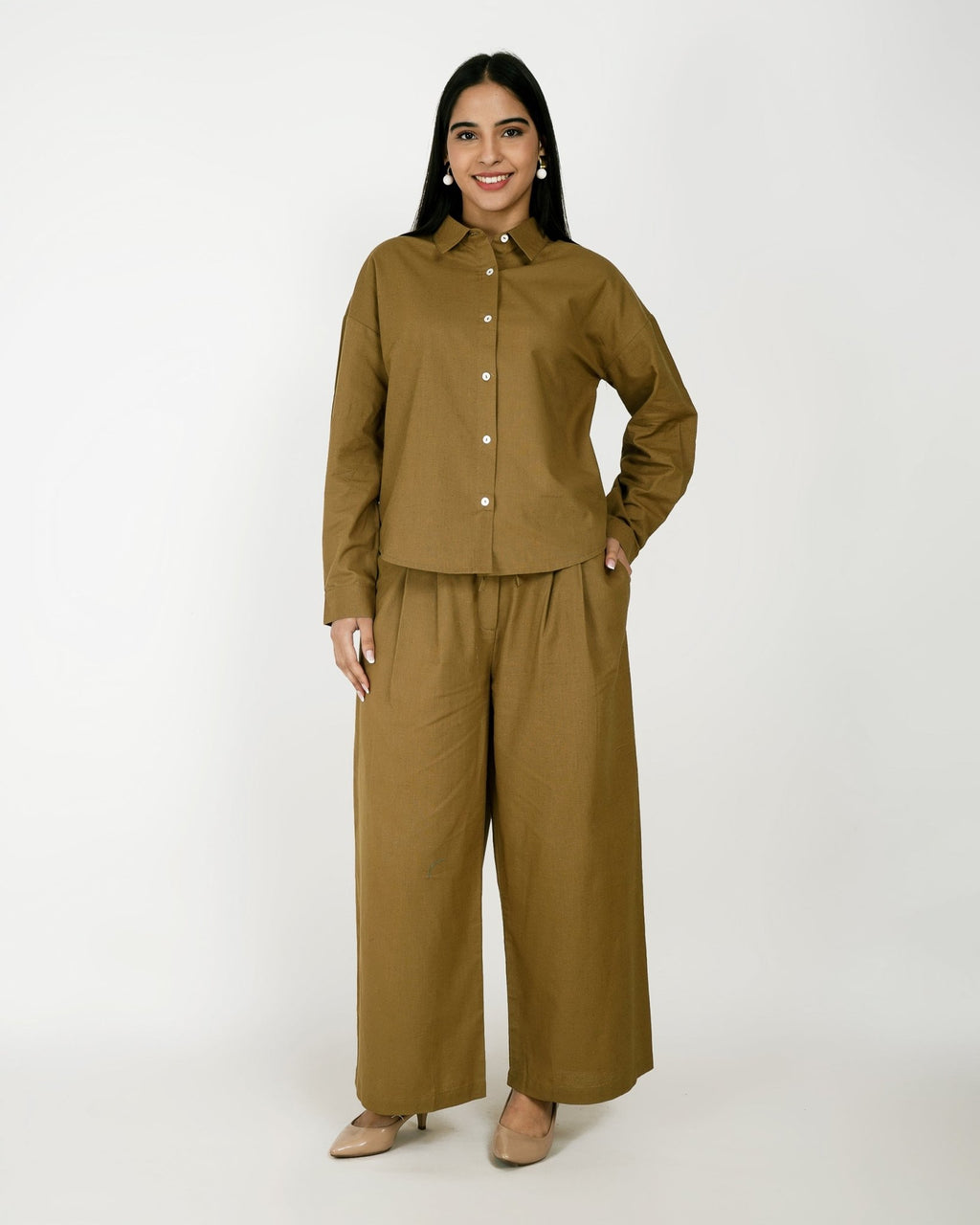 Olive Drift Linen - Blend Co - Ord Set - Vakr Studios