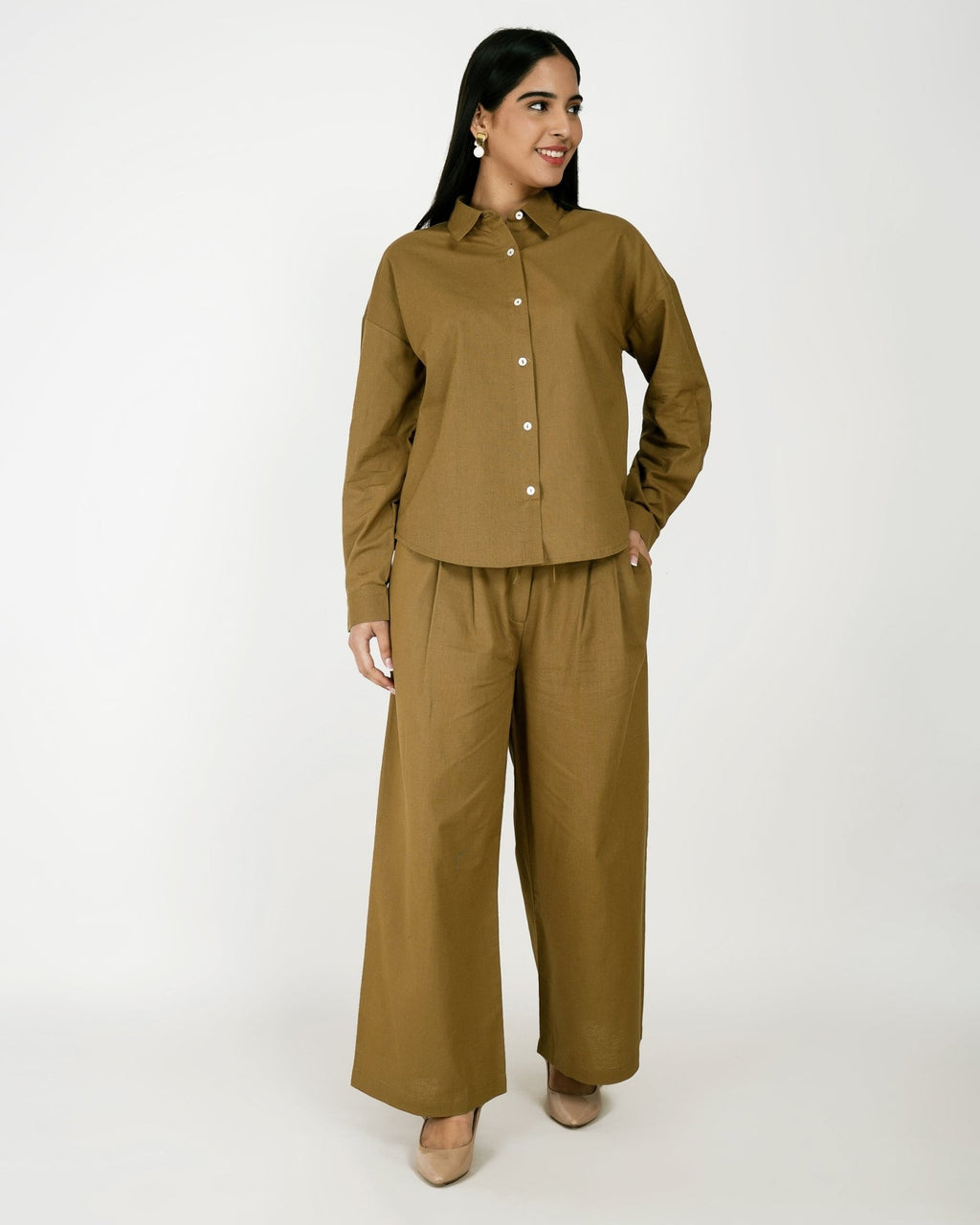 Olive Drift Linen - Blend Co - Ord Set - Vakr Studios
