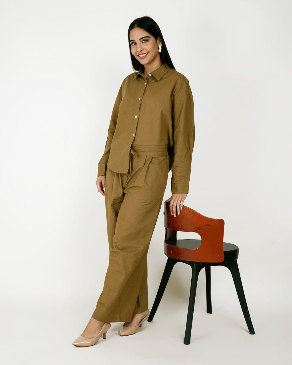 Olive Drift Linen - Blend Co - Ord Set - Vakr Studios