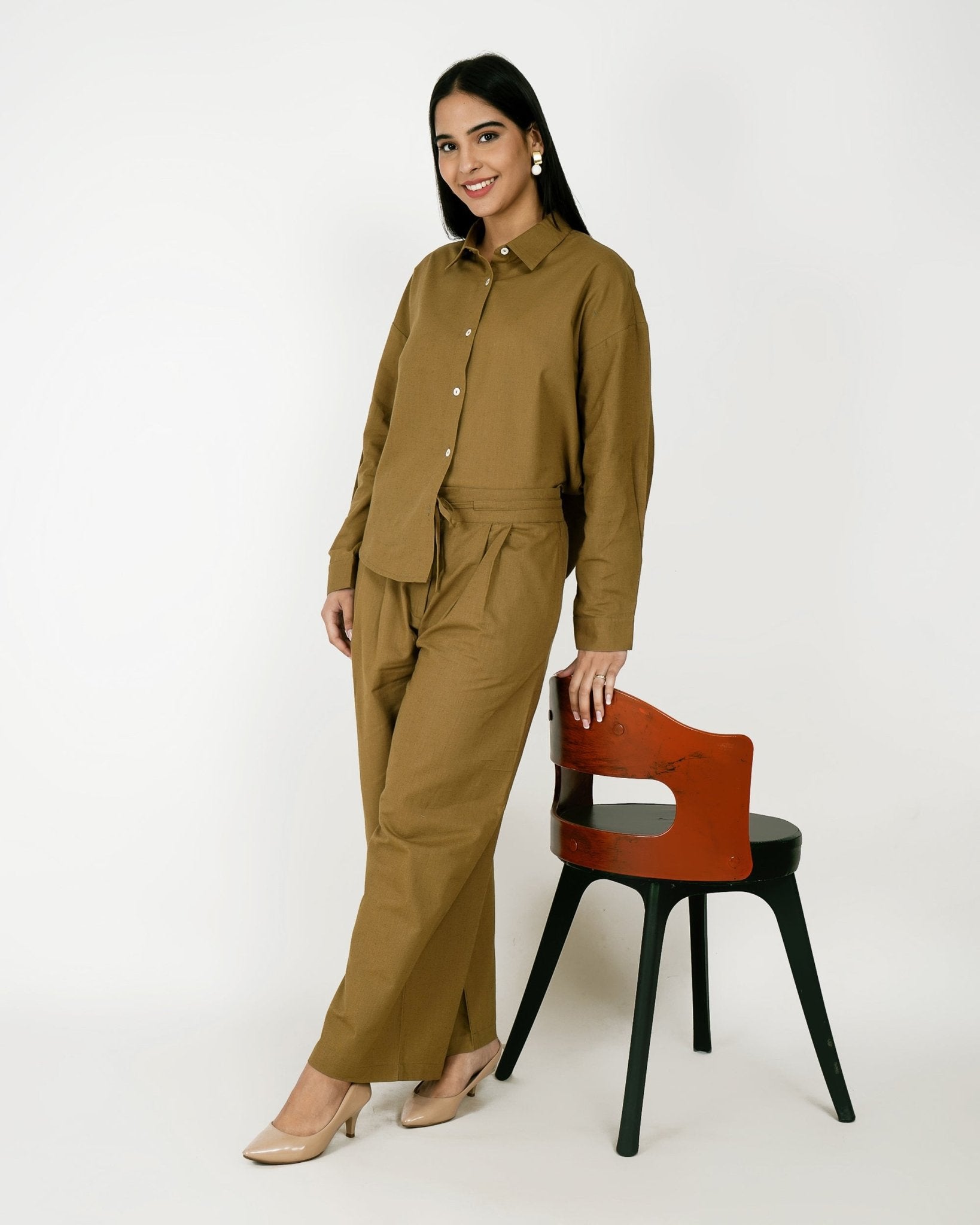 Olive Drift Linen - Blend Co - Ord Set - Vakr Studios