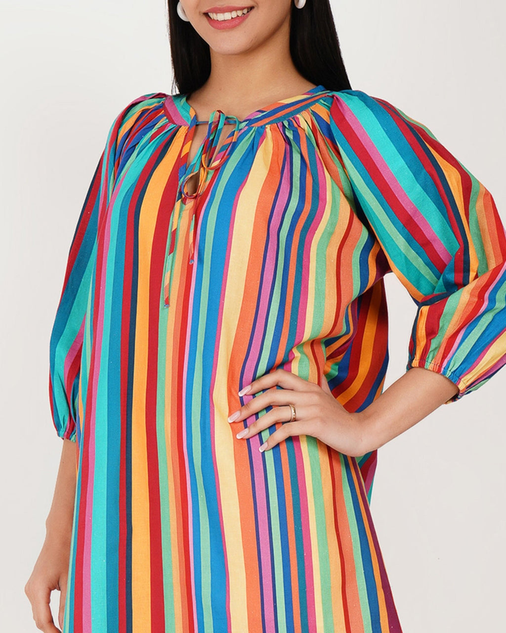 Riviera Stripe Linen - Blend Shift Dress - Vakr Studios