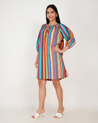Riviera Stripe Linen - Blend Shift Dress - Vakr Studios