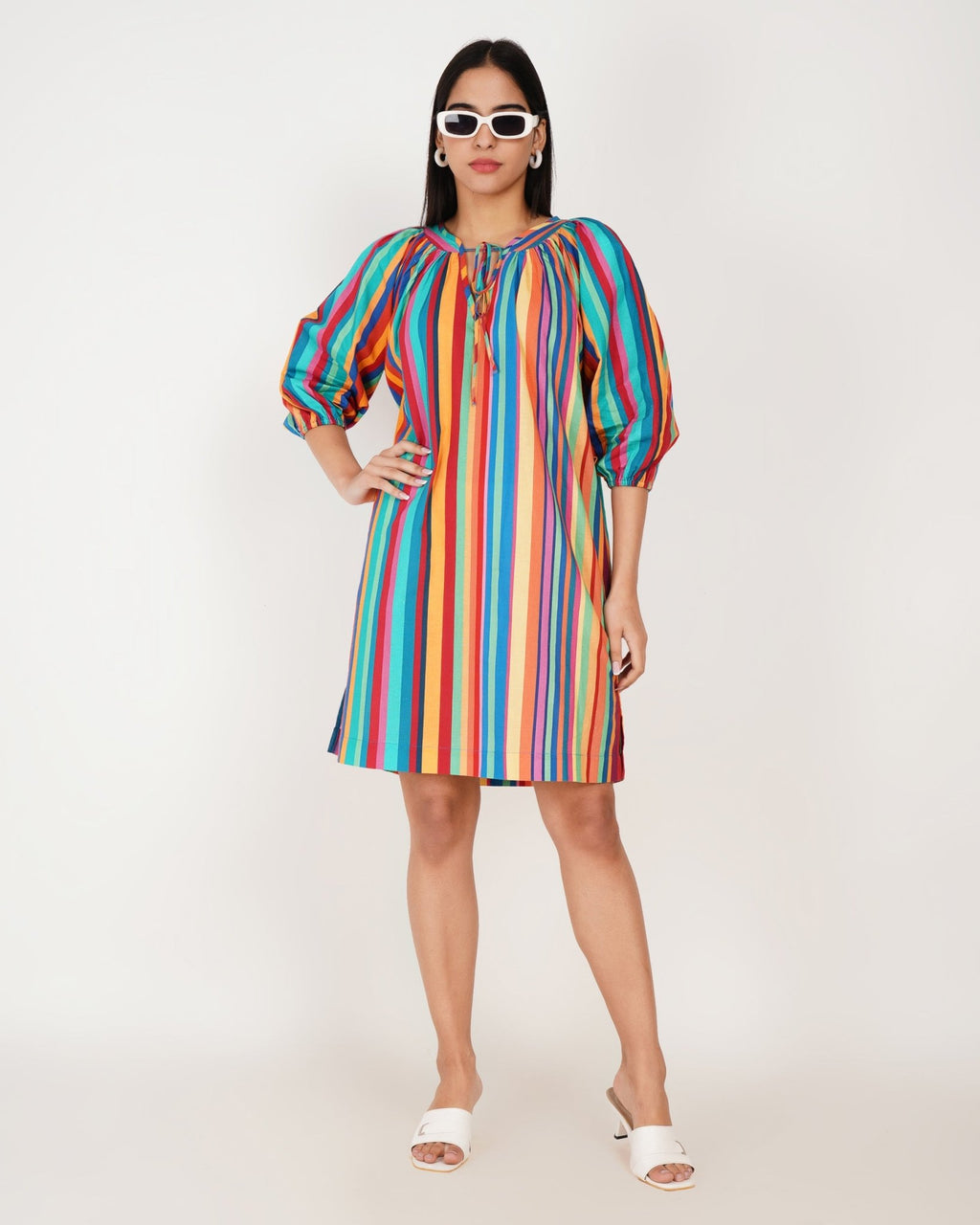 Riviera Stripe Linen - Blend Shift Dress - Vakr Studios