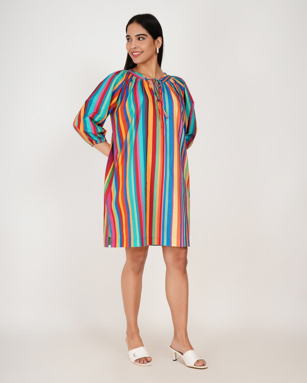 Riviera Stripe Linen - Blend Shift Dress - Vakr Studios