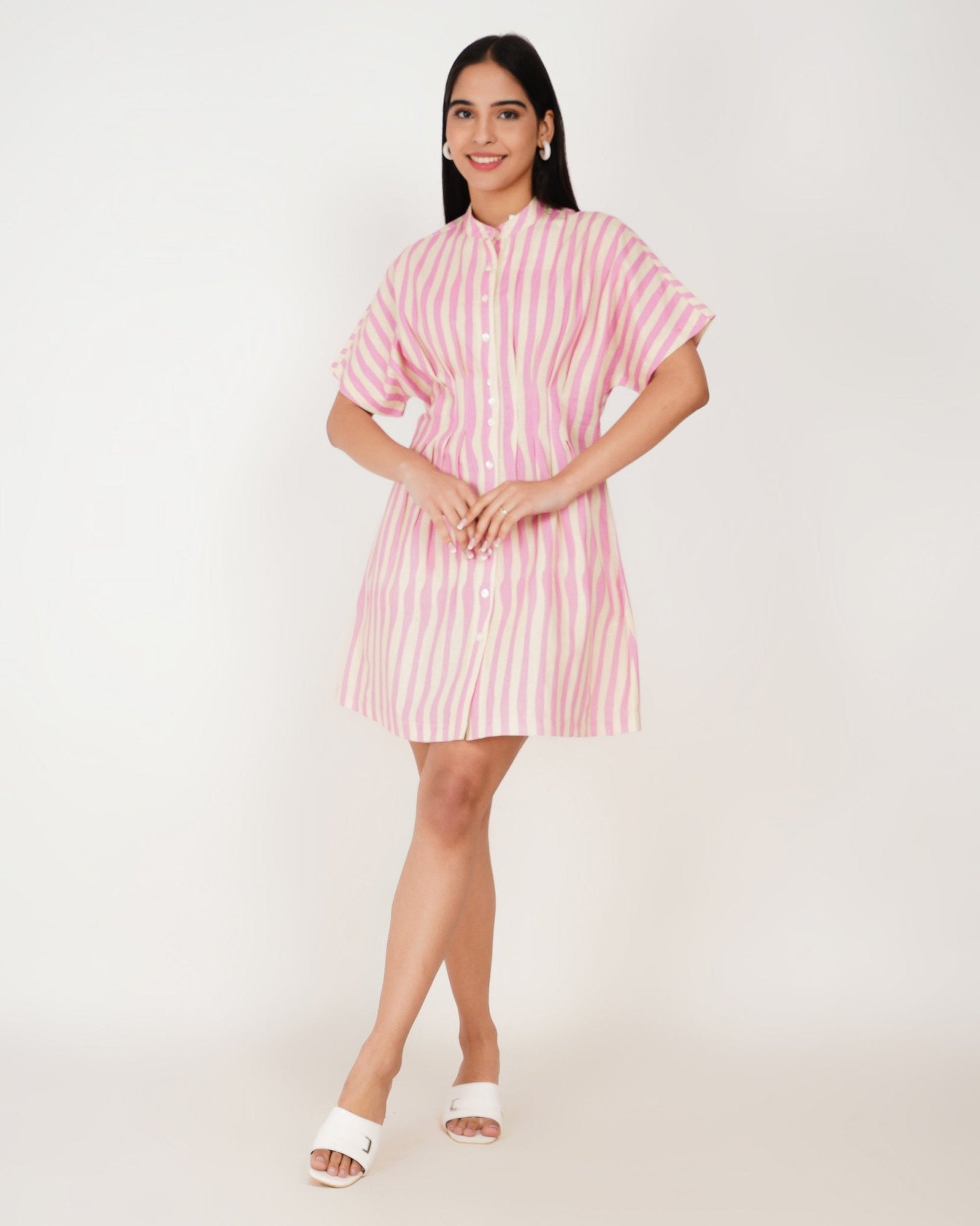 Rosebay Striped Linen Shirt Dress - Vakr Studios