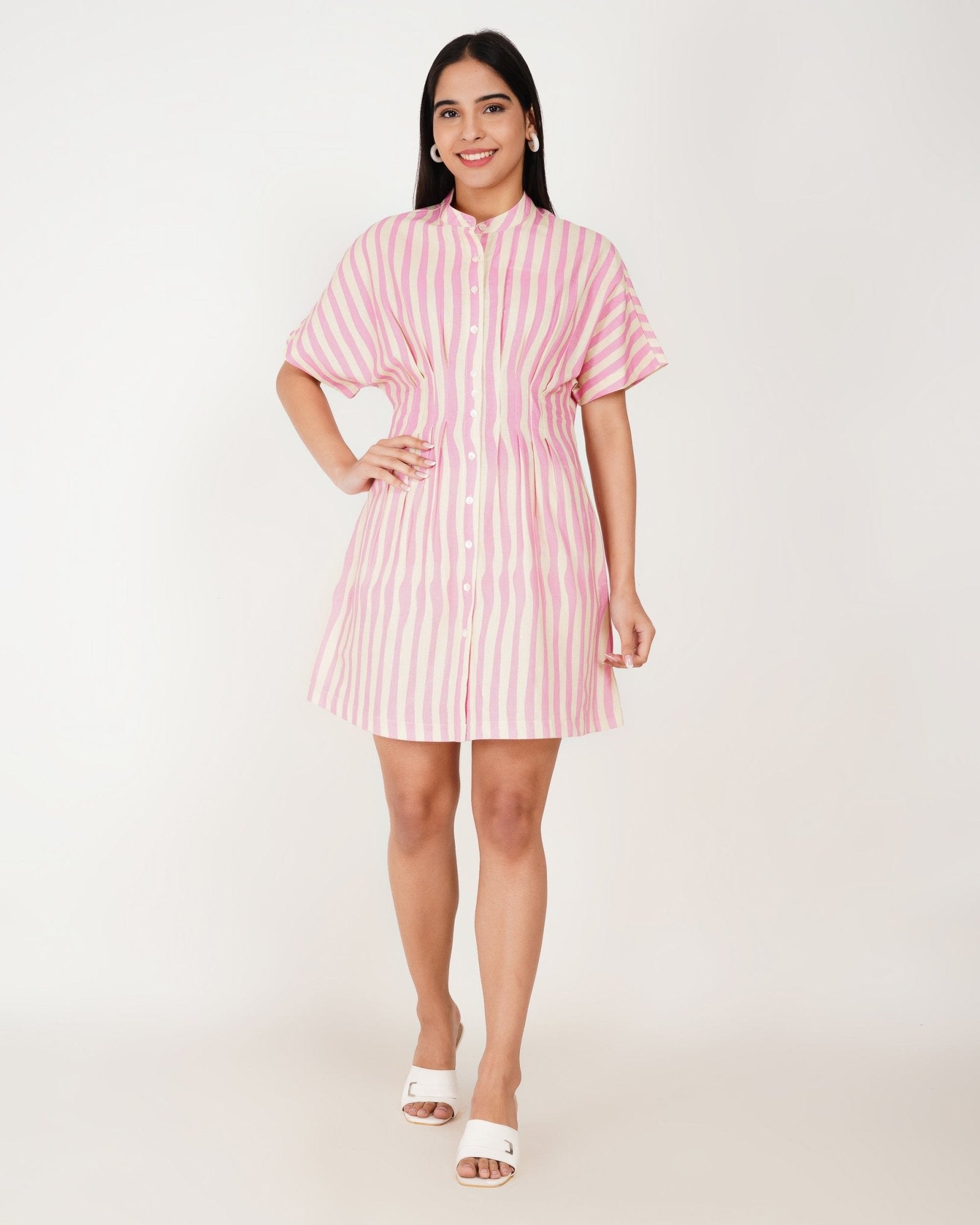 Rosebay Striped Linen Shirt Dress - Vakr Studios
