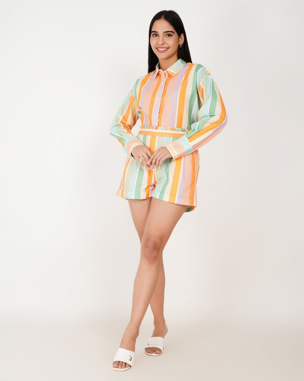 Sorbet Stripe Linen - Blend Shorts Co - Ord Set - Vakr Studios