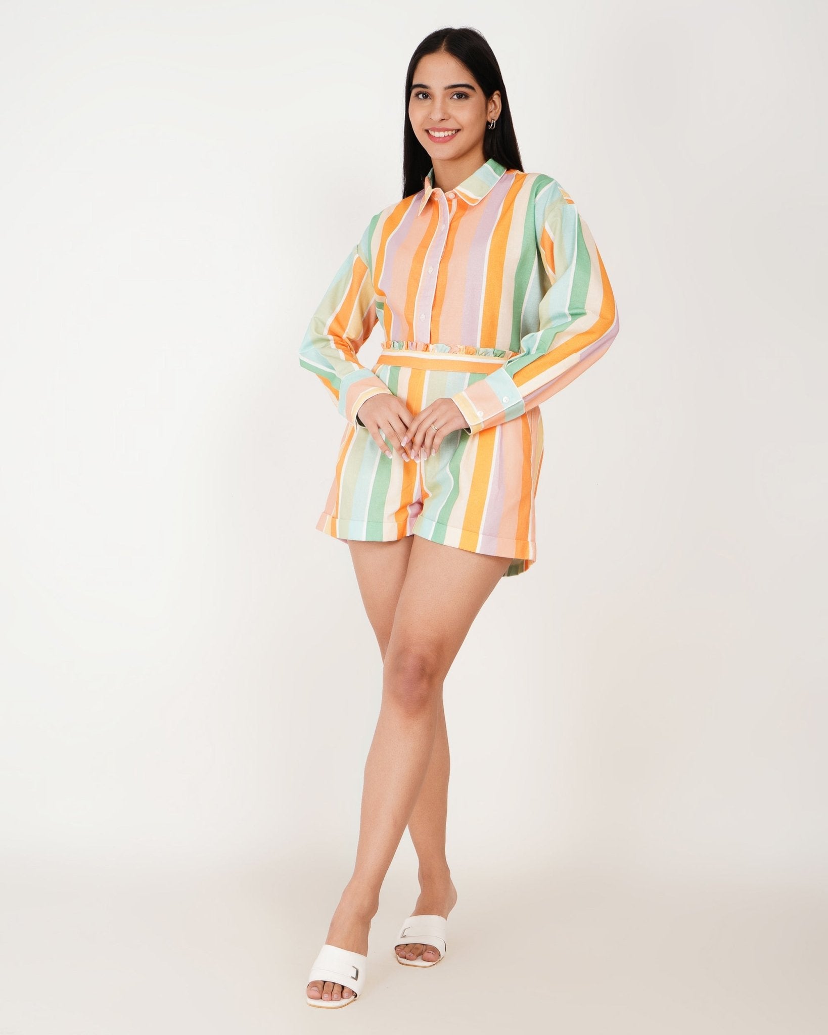 Sorbet Stripe Linen - Blend Shorts Co - Ord Set - Vakr Studios