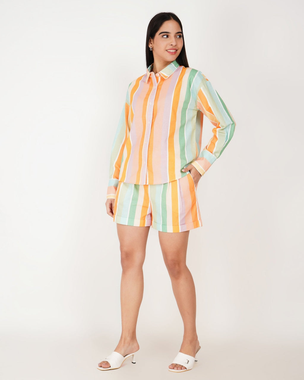 Sorbet Stripe Linen - Blend Shorts Co - Ord Set - Vakr Studios