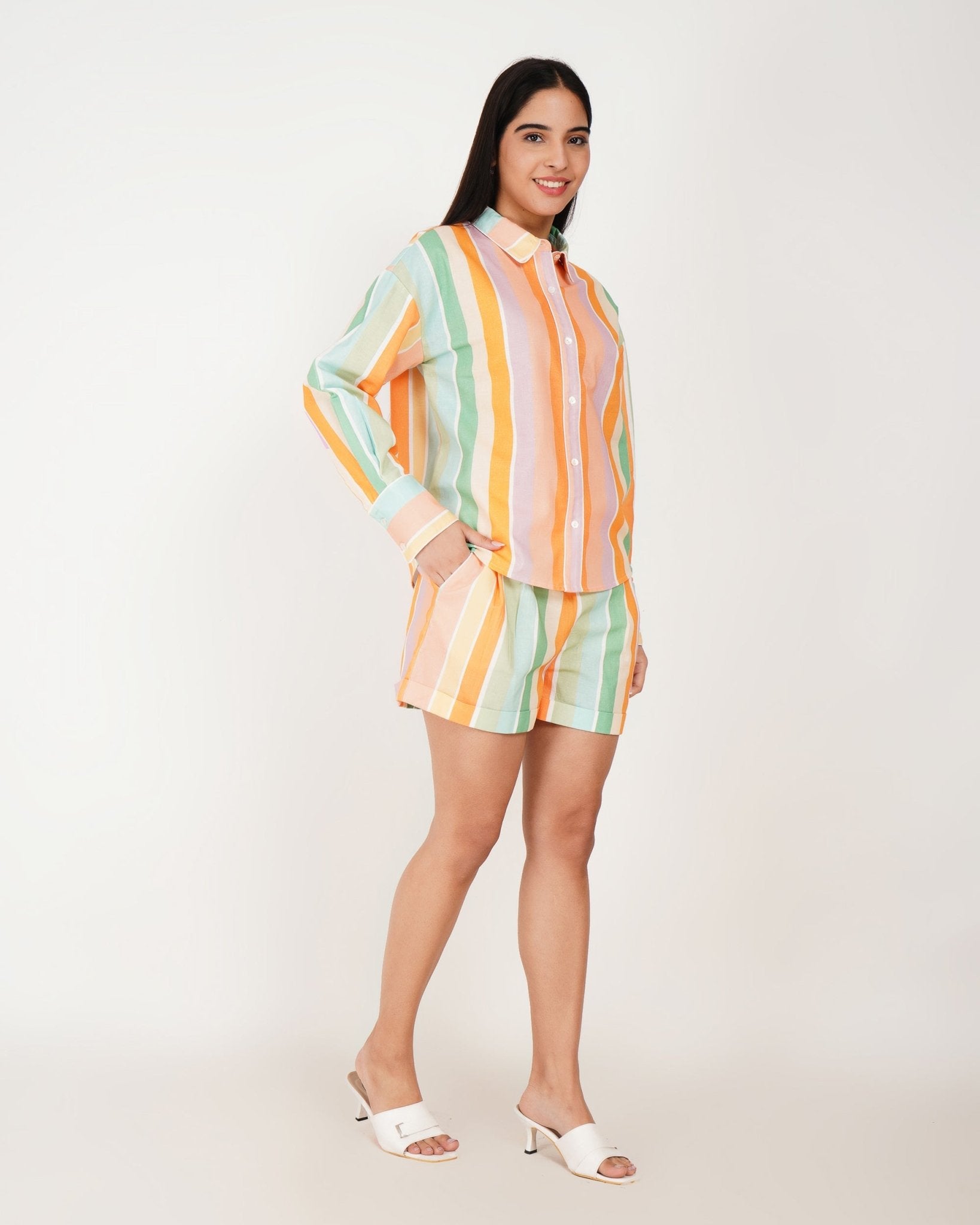 Sorbet Stripe Linen - Blend Shorts Co - Ord Set - Vakr Studios