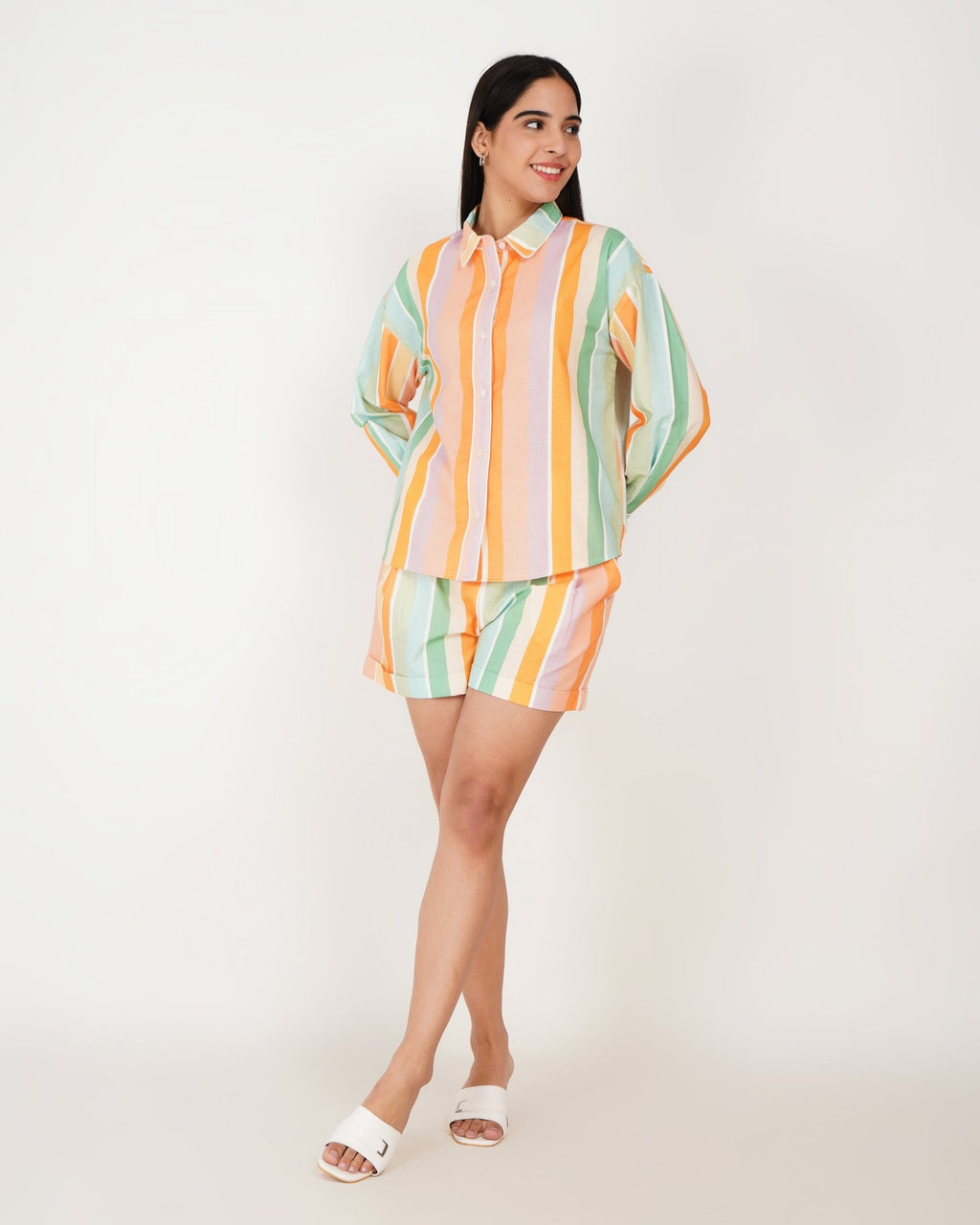 Sorbet Stripe Linen - Blend Shorts Co - Ord Set - Vakr Studios