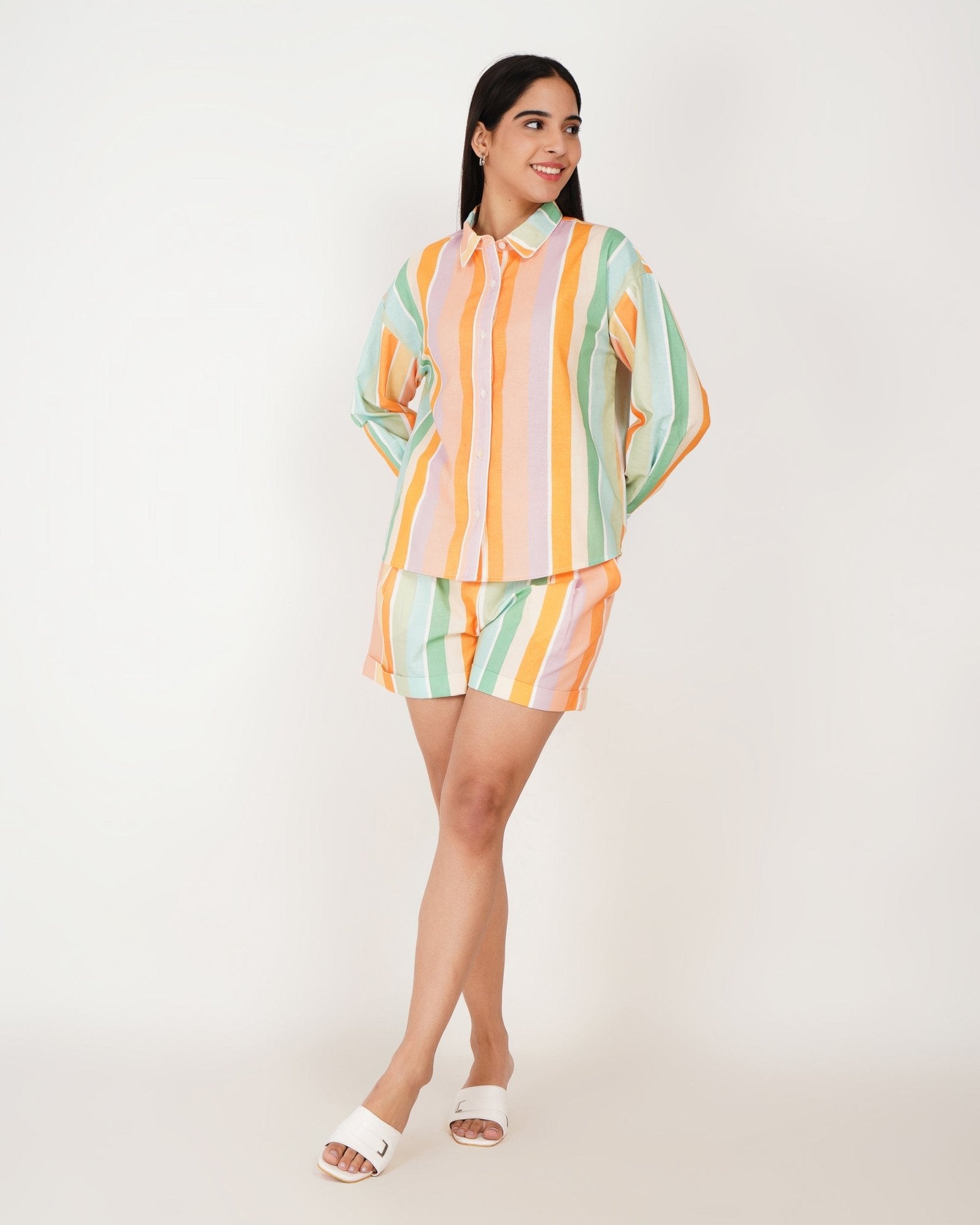 Sorbet Stripe Linen - Blend Shorts Co - Ord Set - Vakr Studios