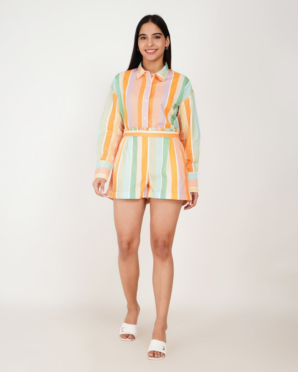 Sorbet Stripe Linen - Blend Shorts Co - Ord Set - Vakr Studios