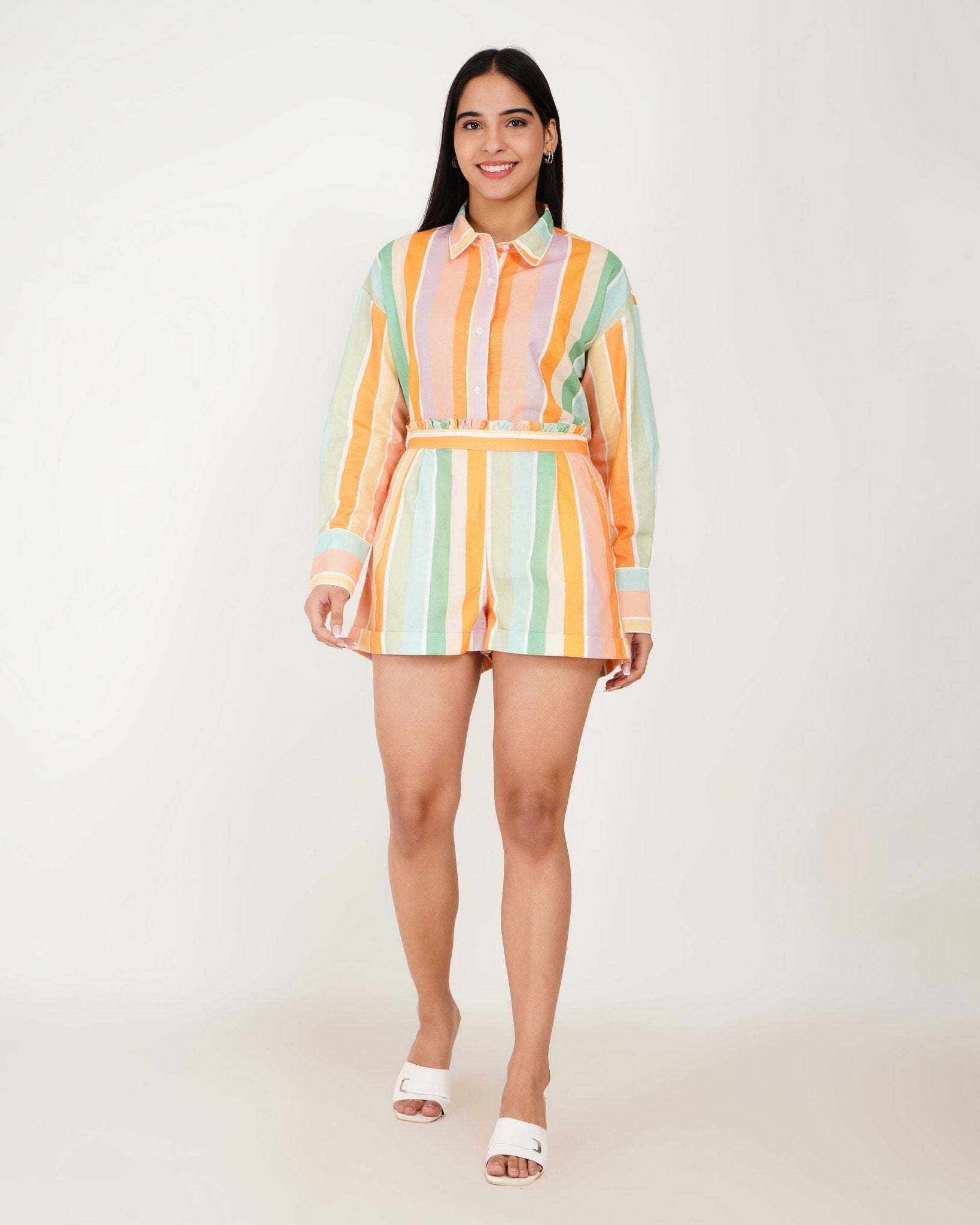 Sorbet Stripe Linen - Blend Shorts Co - Ord Set - Vakr Studios