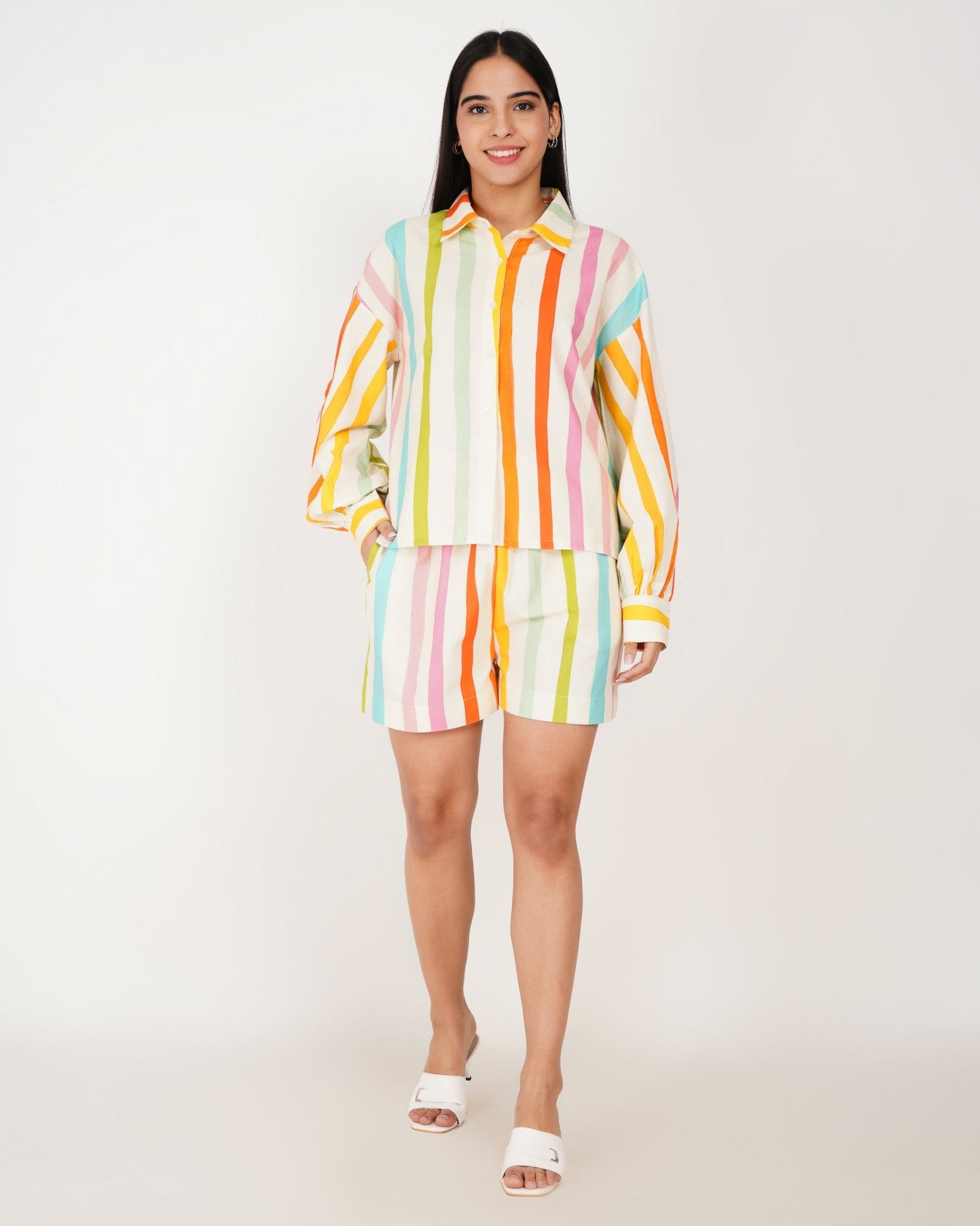 Sunstripe Linen - Blend Shorts Co - Ord Set - Vakr Studios