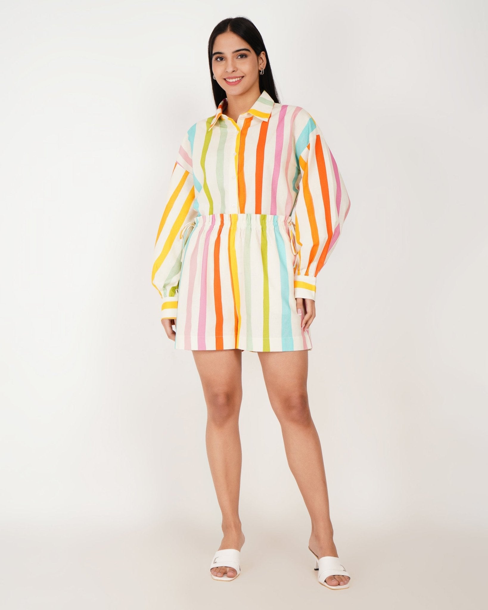 Sunstripe Linen - Blend Shorts Co - Ord Set - Vakr Studios